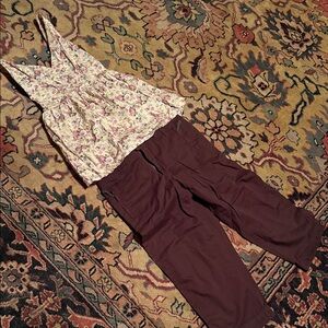 Floral halter top with Brown capris both all cotton